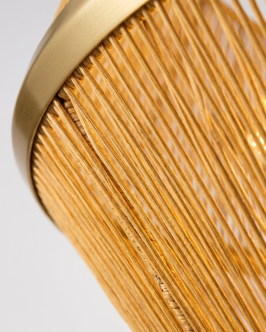 Close-up of a gold-colored brush with bristles on a light gray background