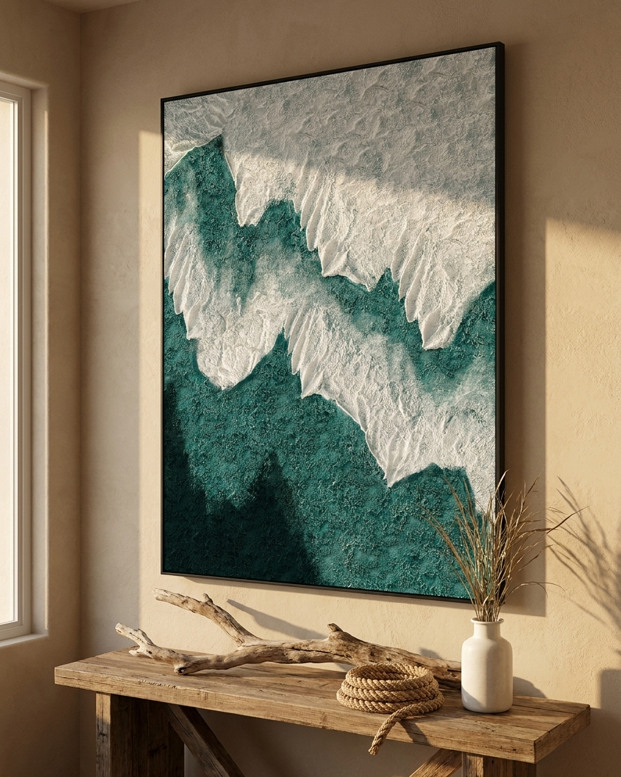 Havet Ocean Canvas, hand-painted ocean-inspired artwork, alternate view