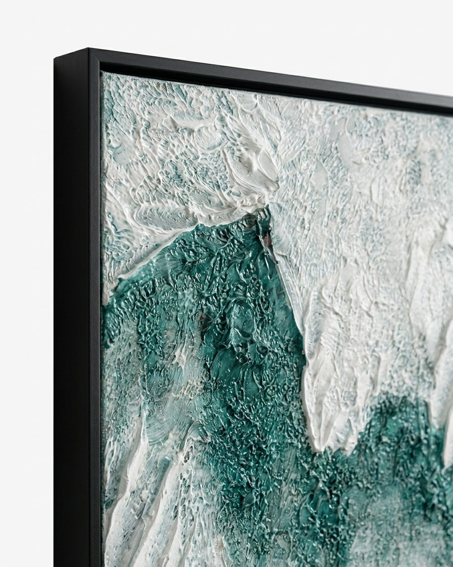 Havet Ocean Canvas, hand-painted ocean-inspired artwork, close-up detail