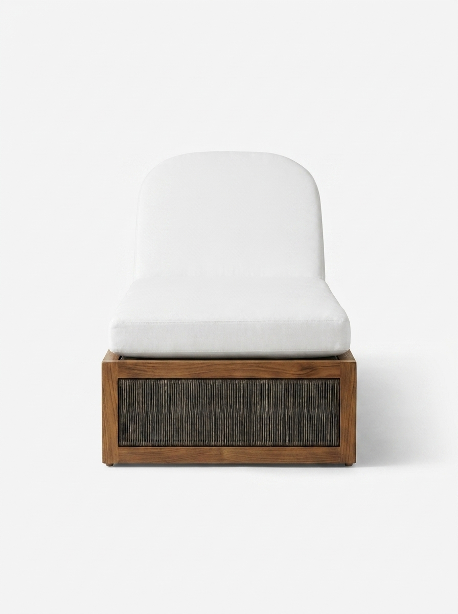 Aeris Sun Lounger, wooden bench version with white cushion