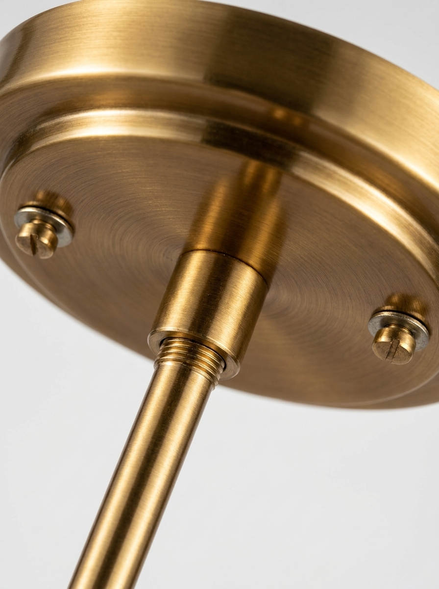 Alden Pendant Chandelier, close-up of gold ceiling mount detail