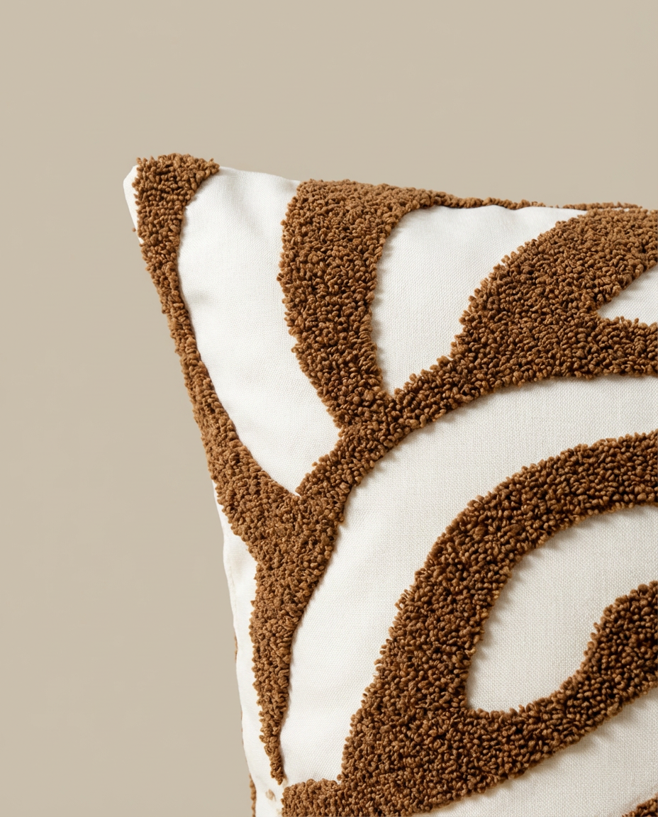 ARLO Knit Pillow in Oatmeal, close-up detail of chunky knit pattern