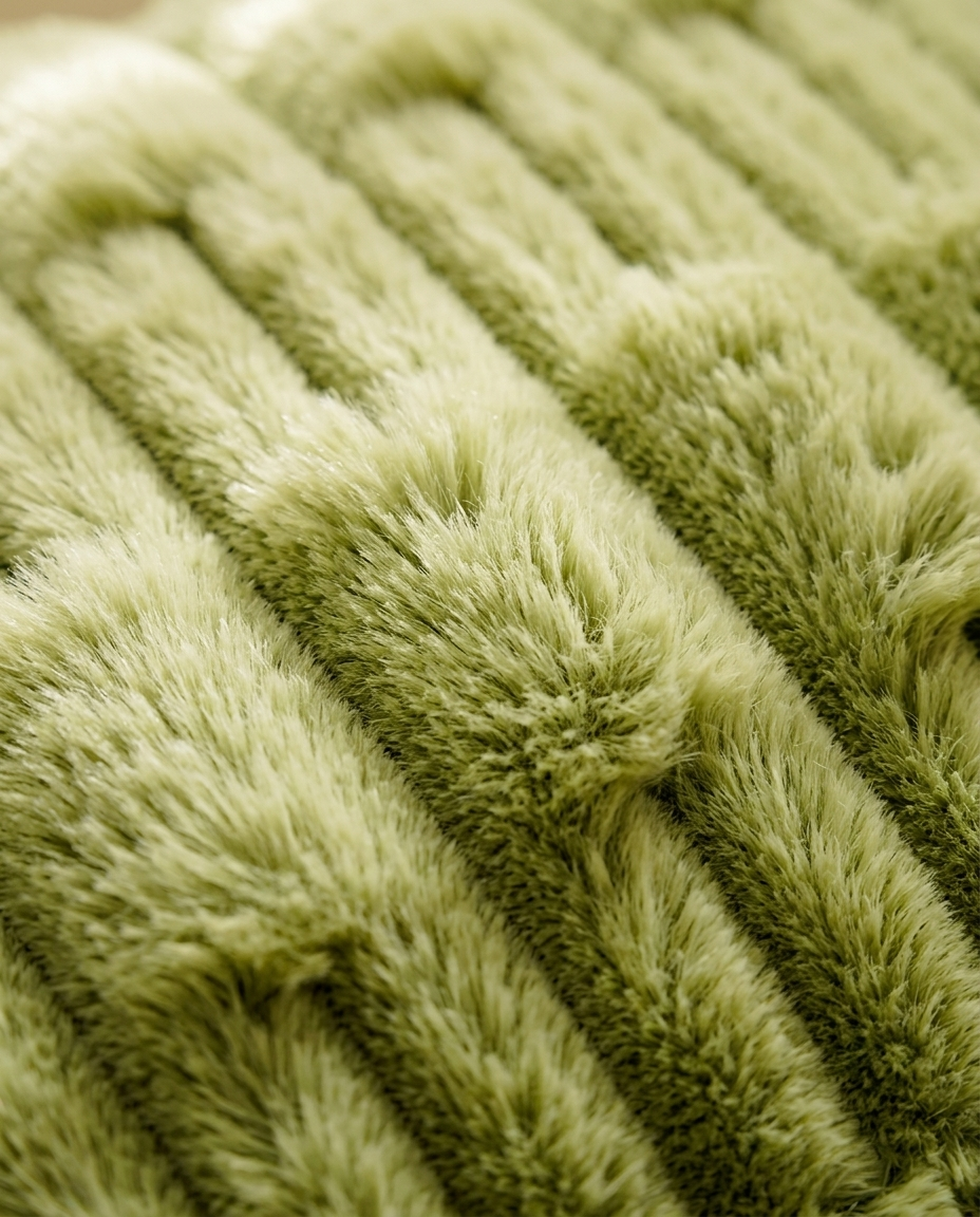 Arlo Ribbed Fur Pillow, close-up of ribbed faux fur texture
