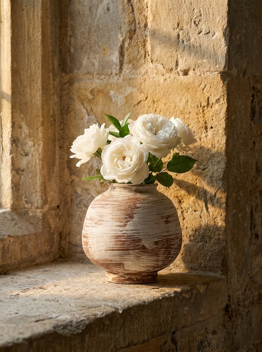 Aska Vase, ceramic vase with striped glaze finish, alternate view