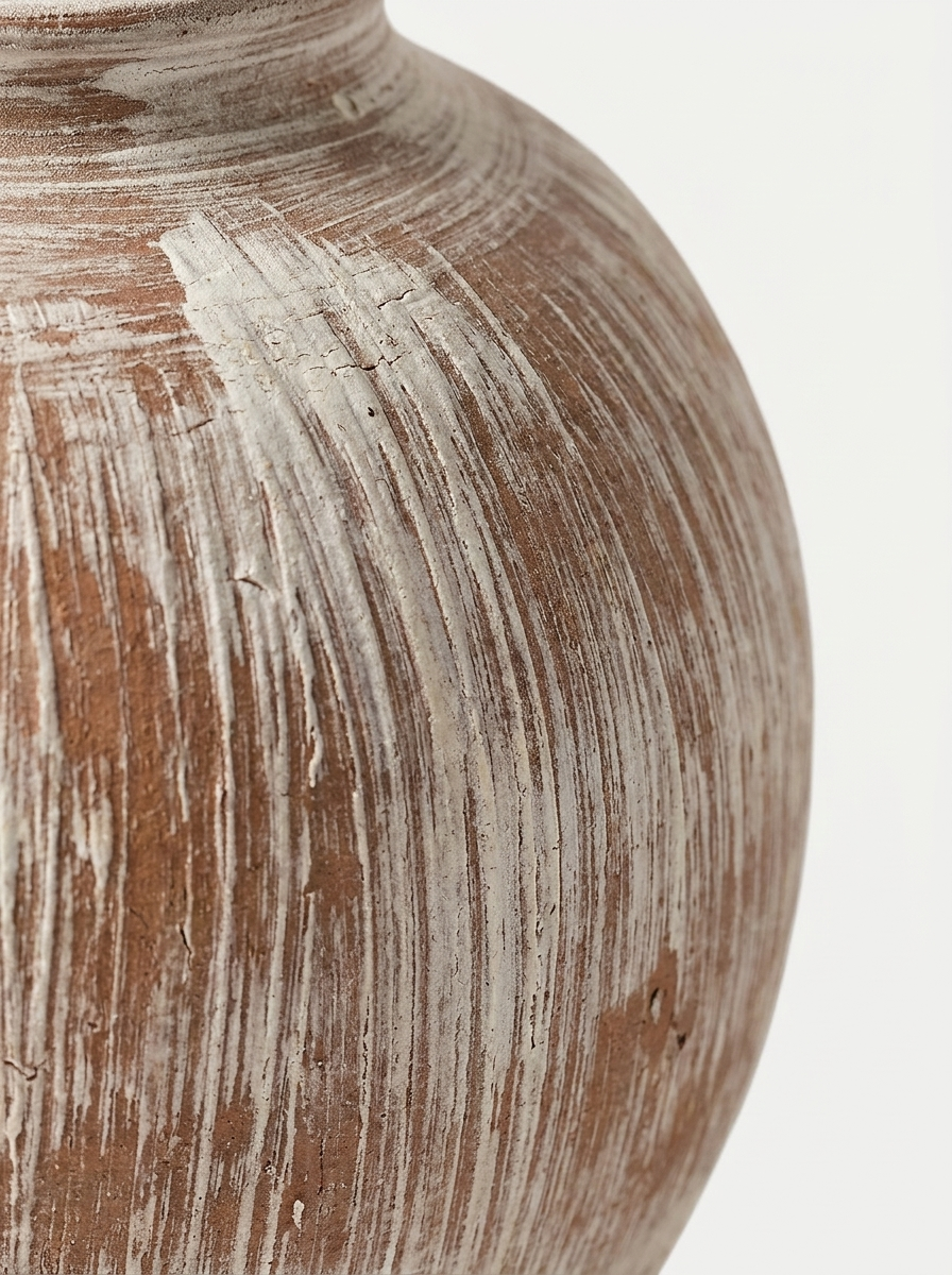 Aska Vase, ceramic vase with layered striped glaze, close-up detail