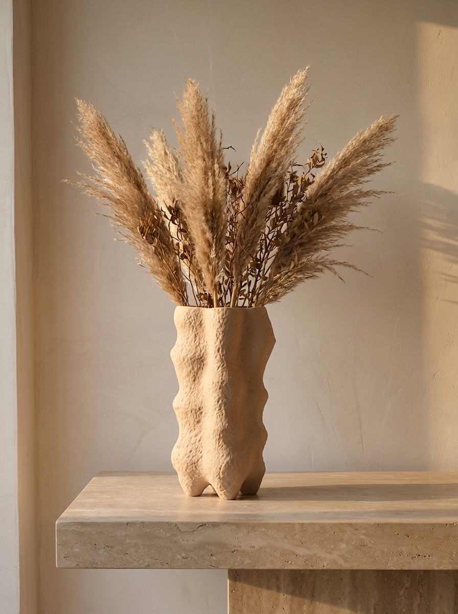 Berg Textured Vessel, ceramic vessel with mineral-inspired texture, alternate view