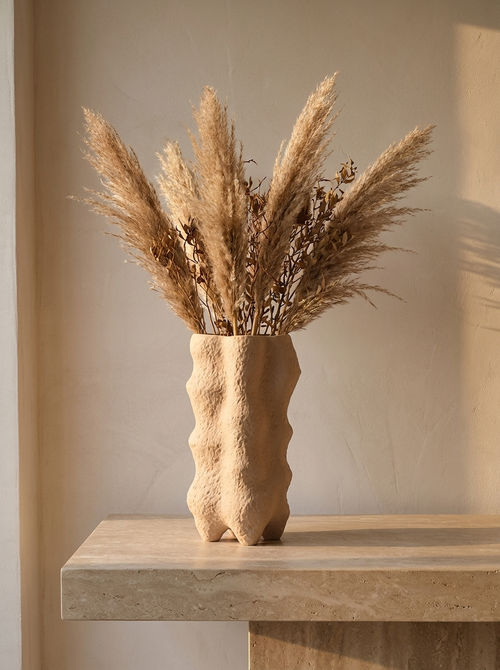 Berg Textured Vessel, ceramic vessel with mineral-inspired texture, alternate view