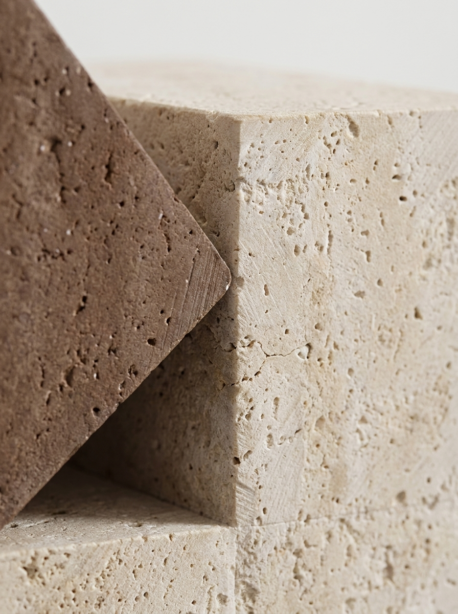 Bren stone sculpture styled on a console, natural limestone