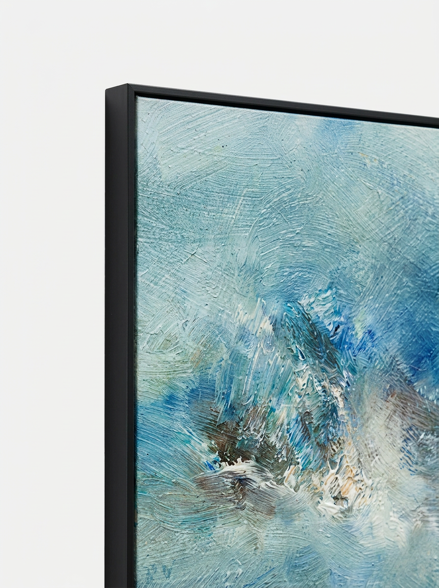 Dypet Abstract Canvas, hand-painted artwork, close-up detail