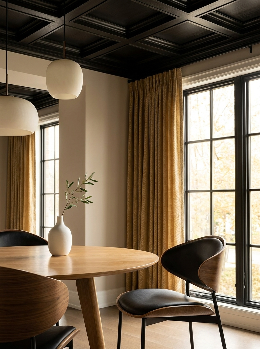 Eik Dining Chair, styled in a modern dining room with wooden table