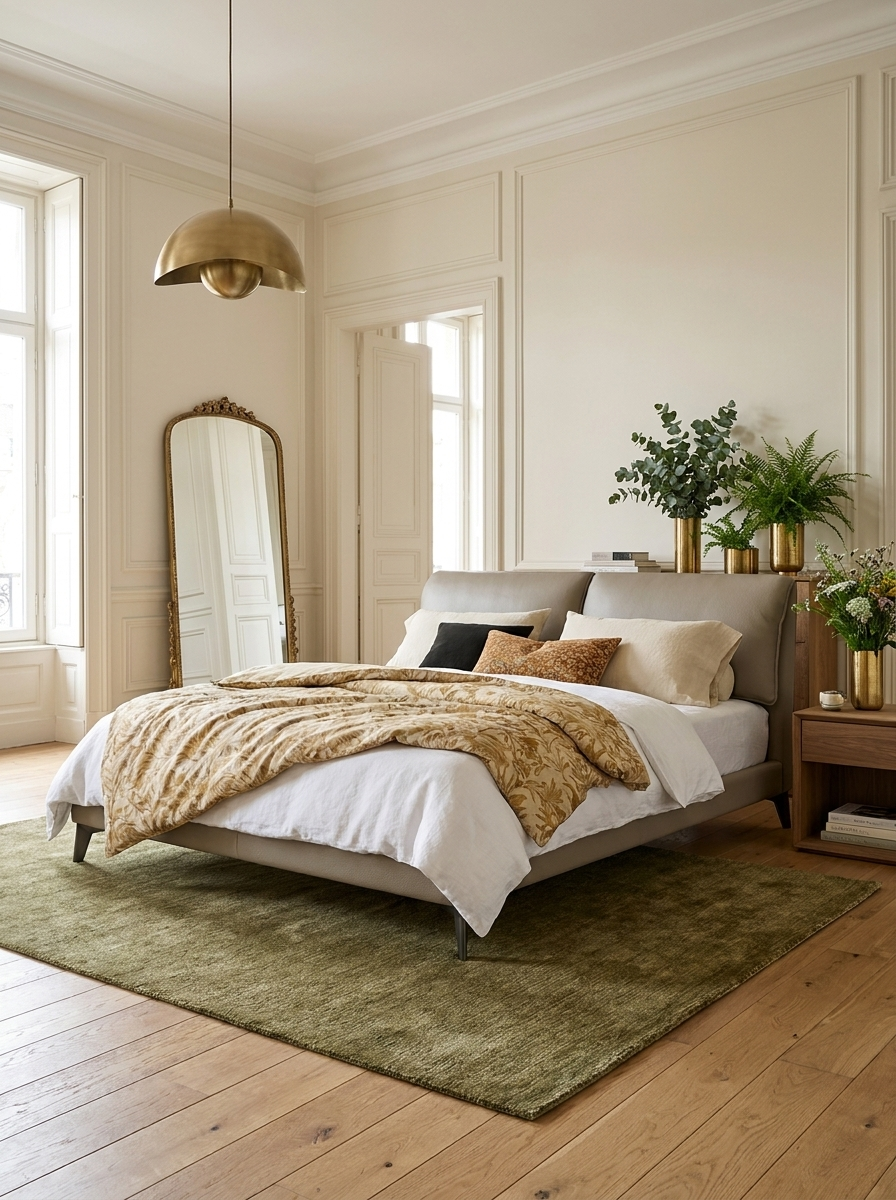 Eldrin Bed, Nappa leather bed, front view