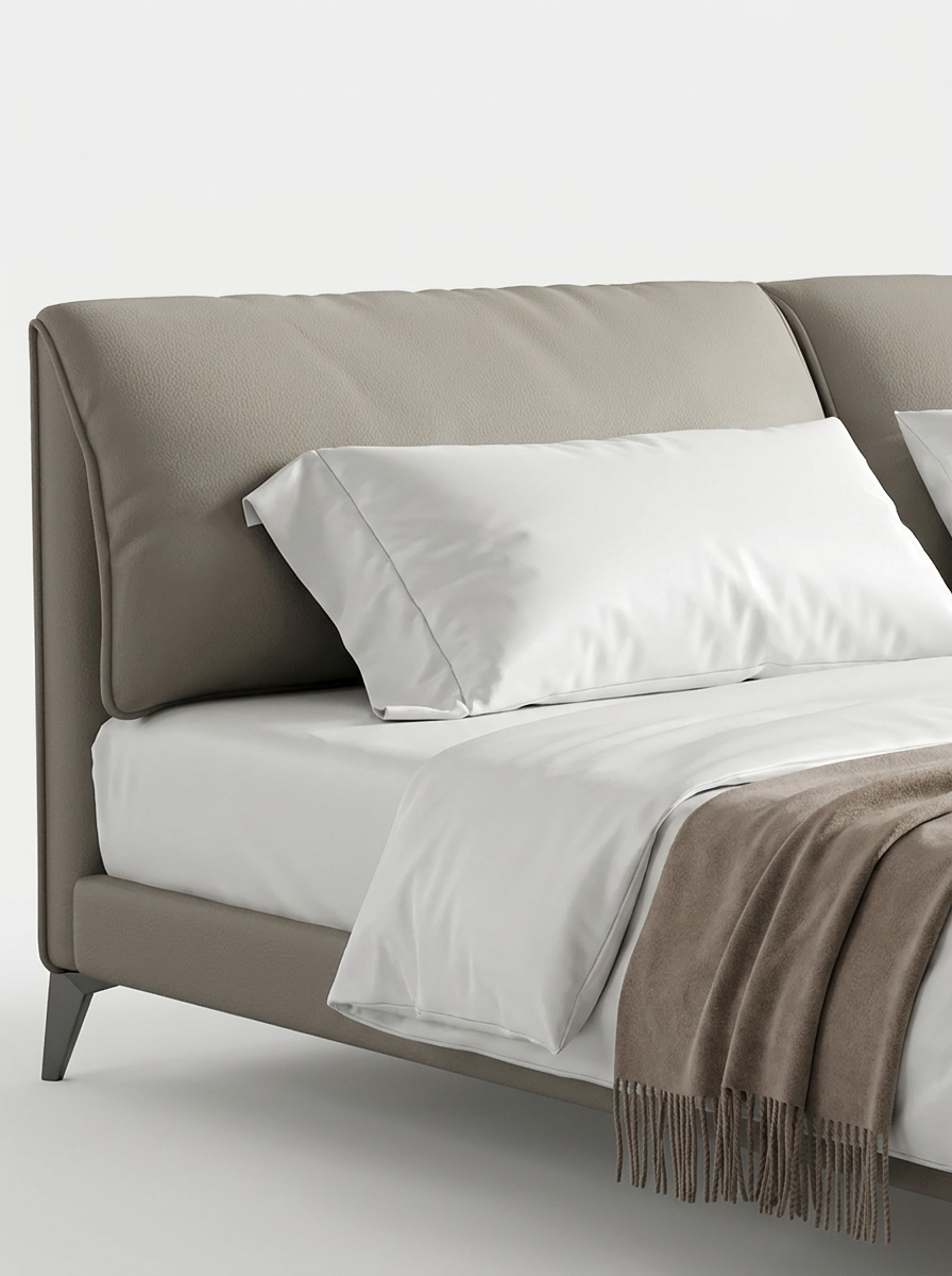 Eldrin Bed, bed in premium Nappa top-grain leather, back view