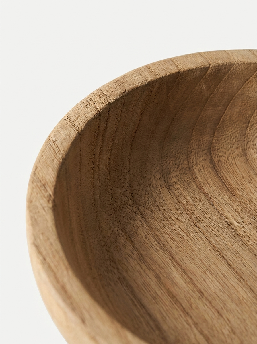 Fata wooden pedestal bowl styled on a console, solid paulownia wood