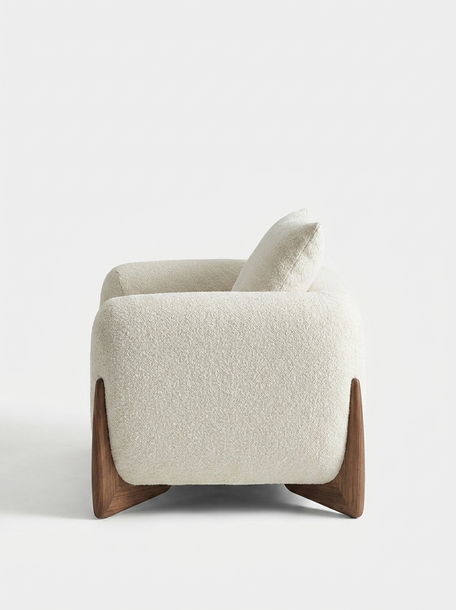 Favn Lounge Armchair in Bone Cream, angled view of armchair