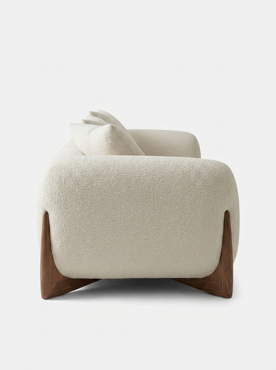 Favn Lounge Armchair in Bone Cream, companion lounge armchair with wooden legs