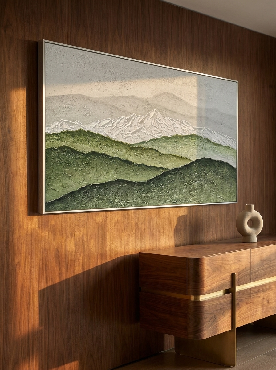 Fjell Mountain Canvas, layered relief mountain artwork, alternate view