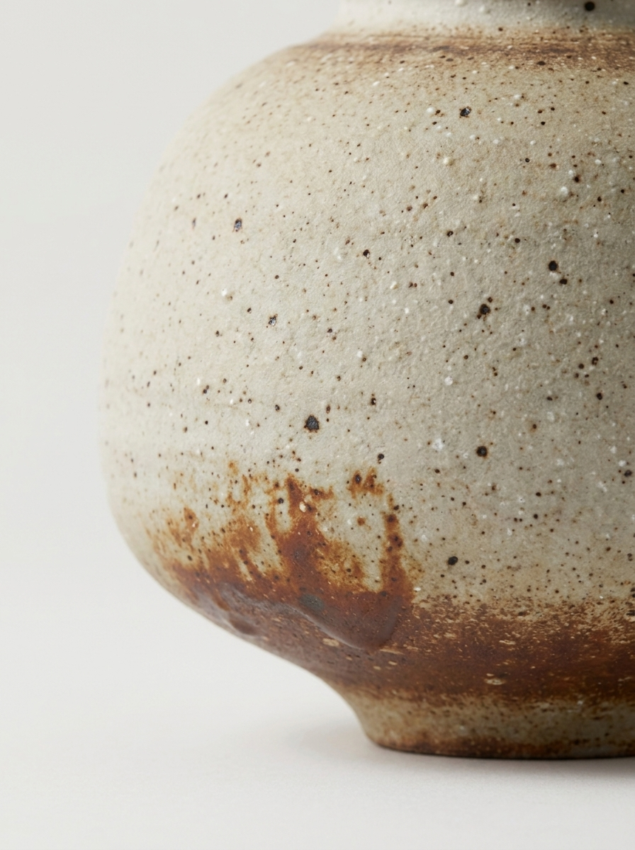 Furu Vase, ceramic vase with textured surface, close-up of rust-toned rim