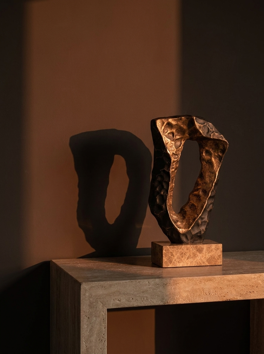Gloa Sculpture, antique bronze-and-black patina detail