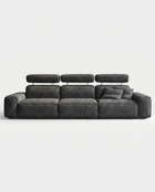 Gray sofa with cushions on a white background