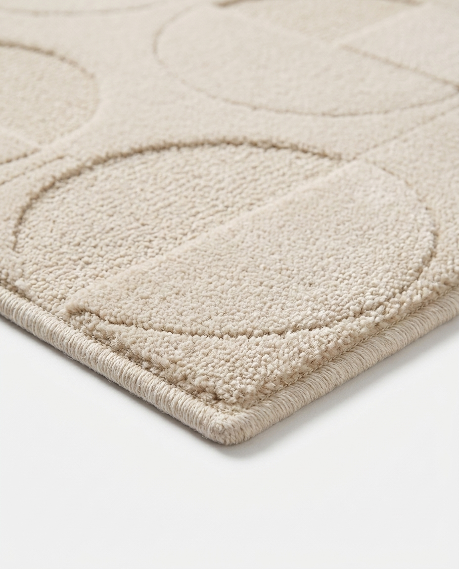 Halo Carved Geometric Rug, carved geometric-pattern rug in wool, bamboo fiber, or Tencel