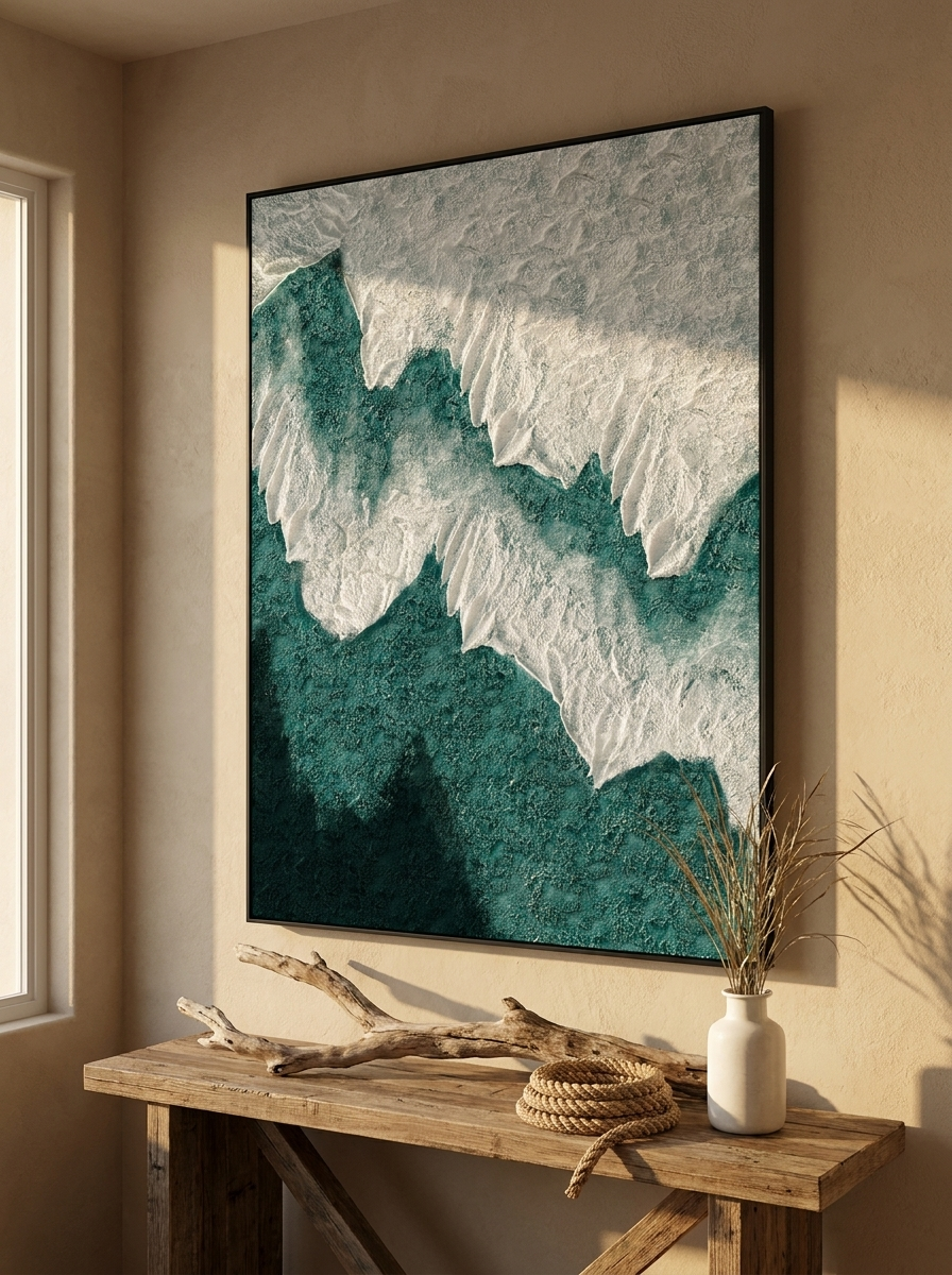 Havet Ocean Canvas, hand-painted ocean-inspired artwork, alternate view