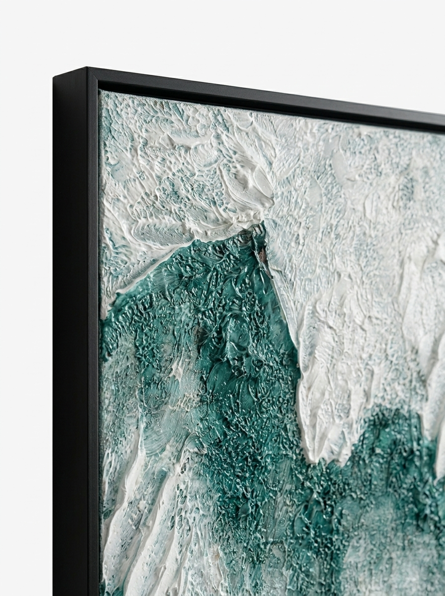 Havet Ocean Canvas, hand-painted ocean-inspired artwork, close-up detail