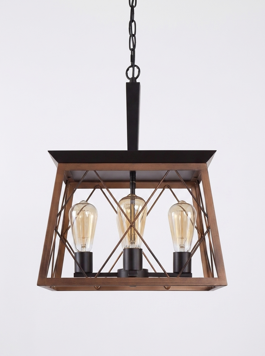 Hern Pendant Light, solid walnut and black steel pendant light with Edison bulbs