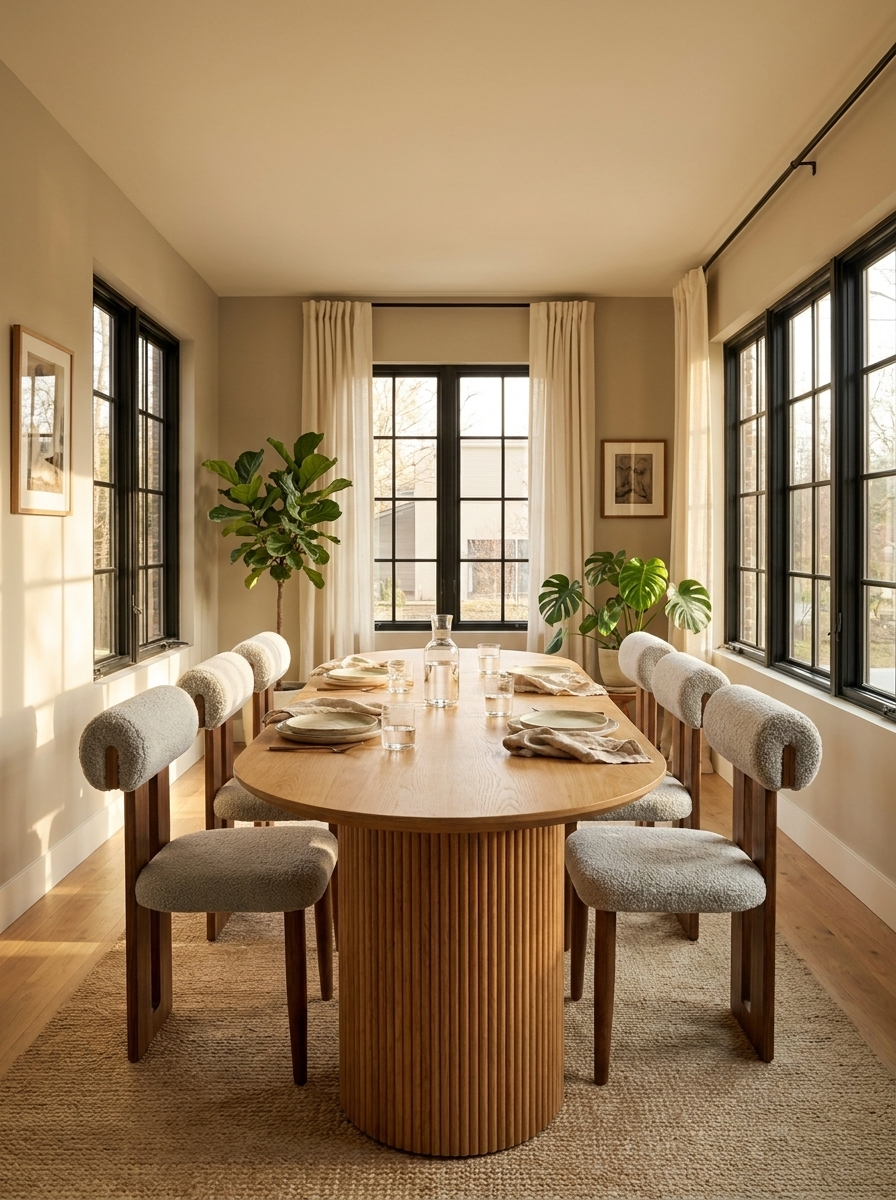Samla Oval Fluted Dining Table