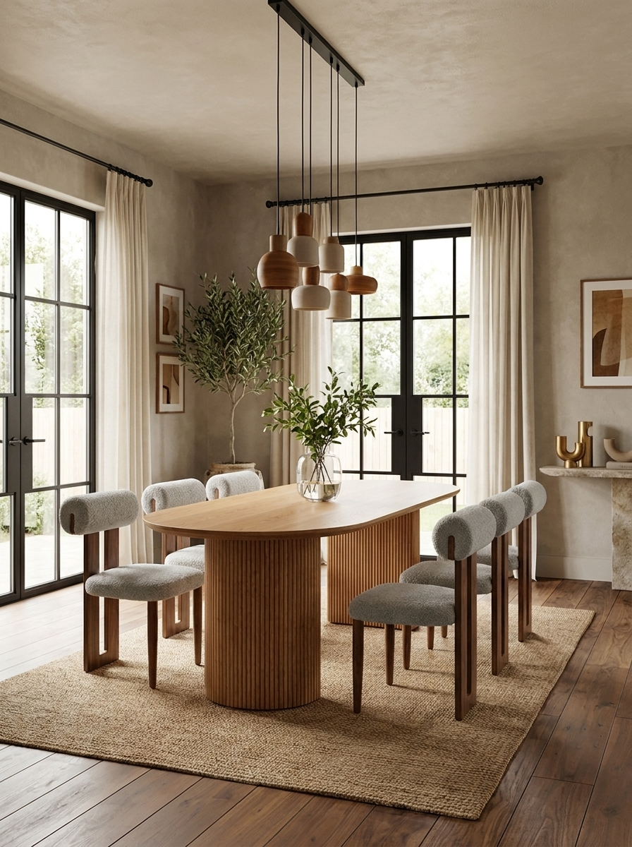 Samla Oval Fluted Dining Table