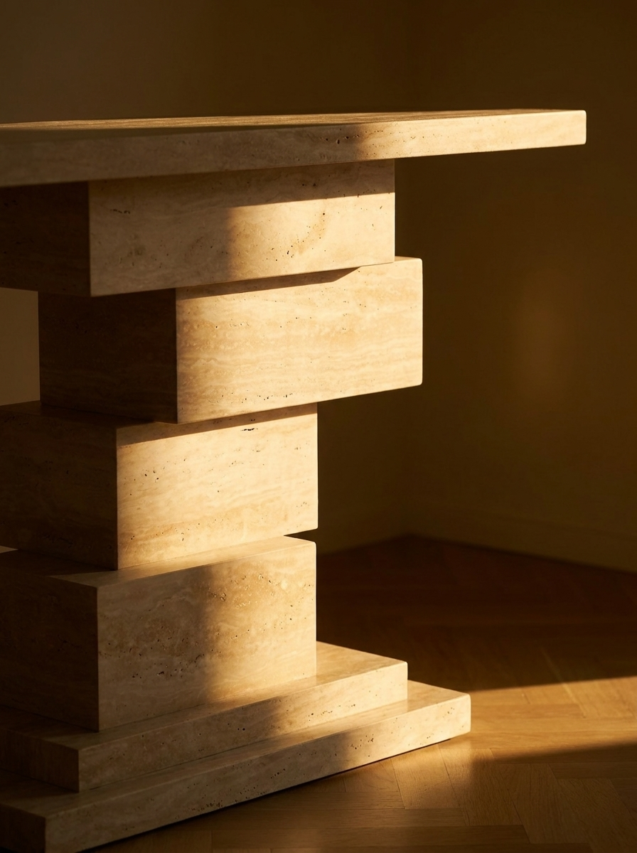 Spir Natural Travertine Console Table