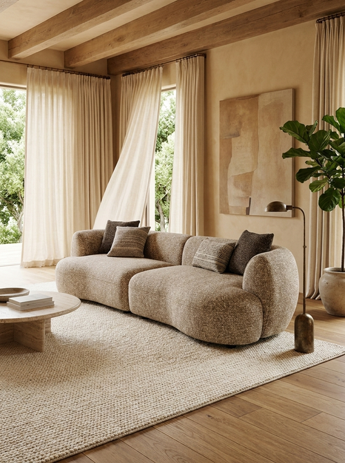 Boat Curved Linen Sofa