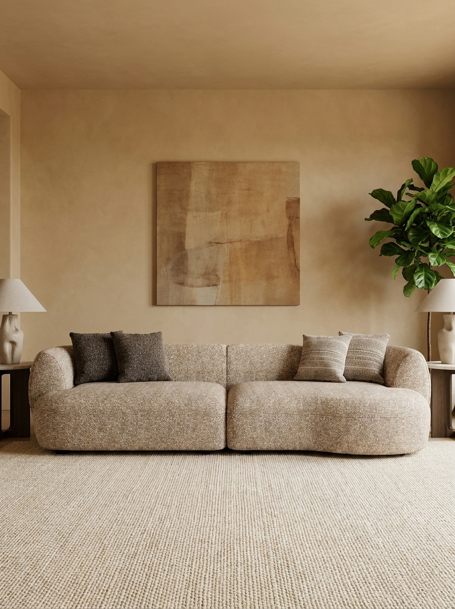 Boat Curved Linen Sofa