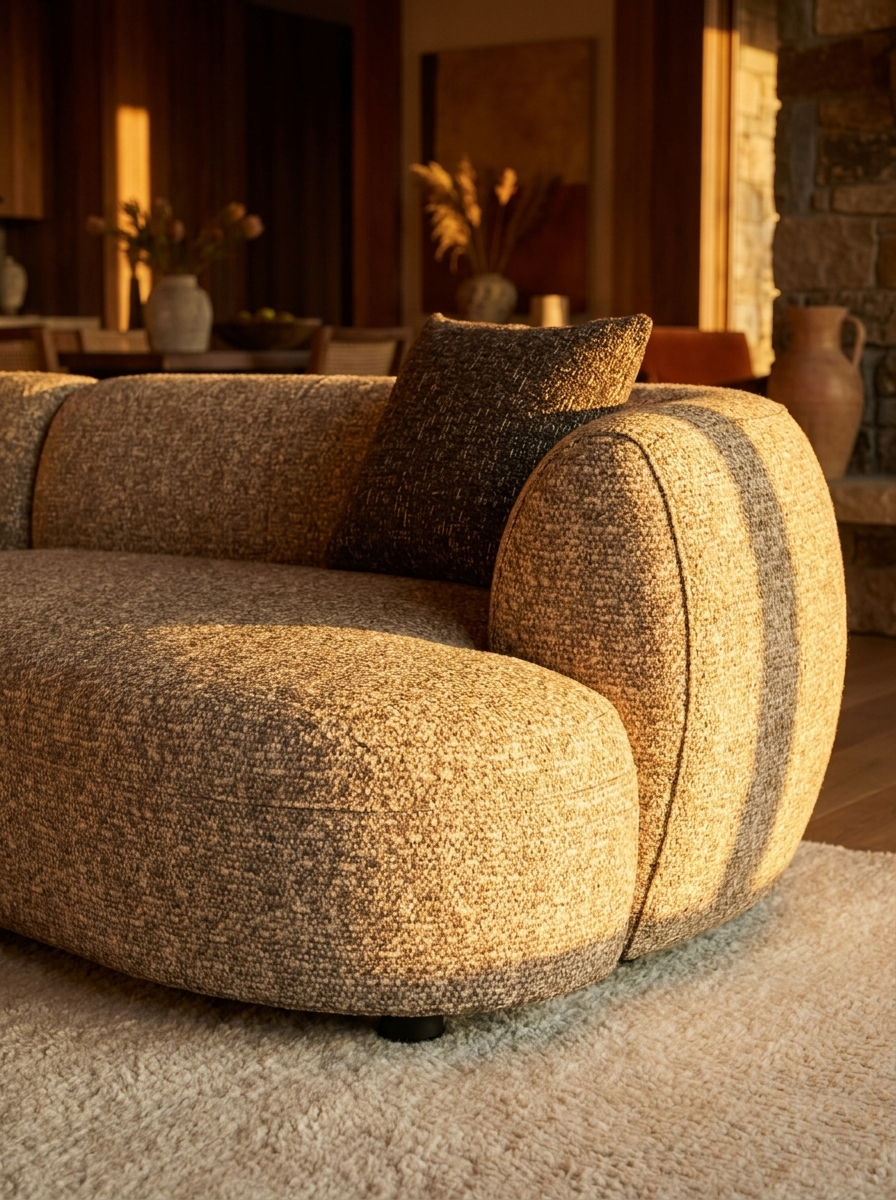 Boat Curved Linen Sofa