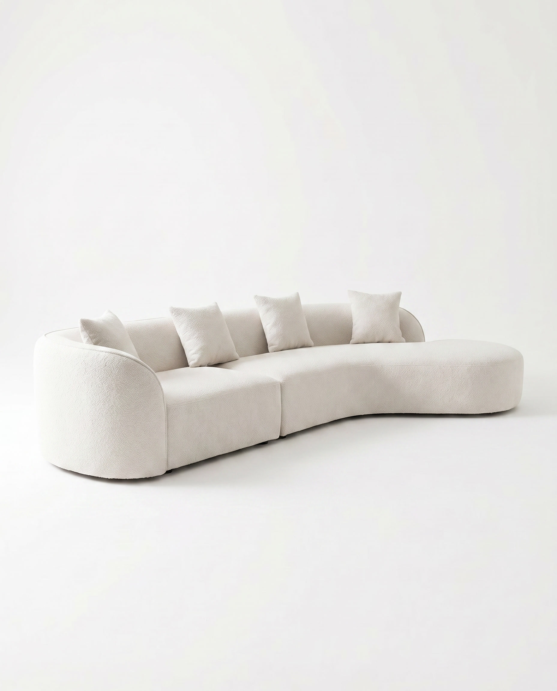 Modern beige sofa on a white background