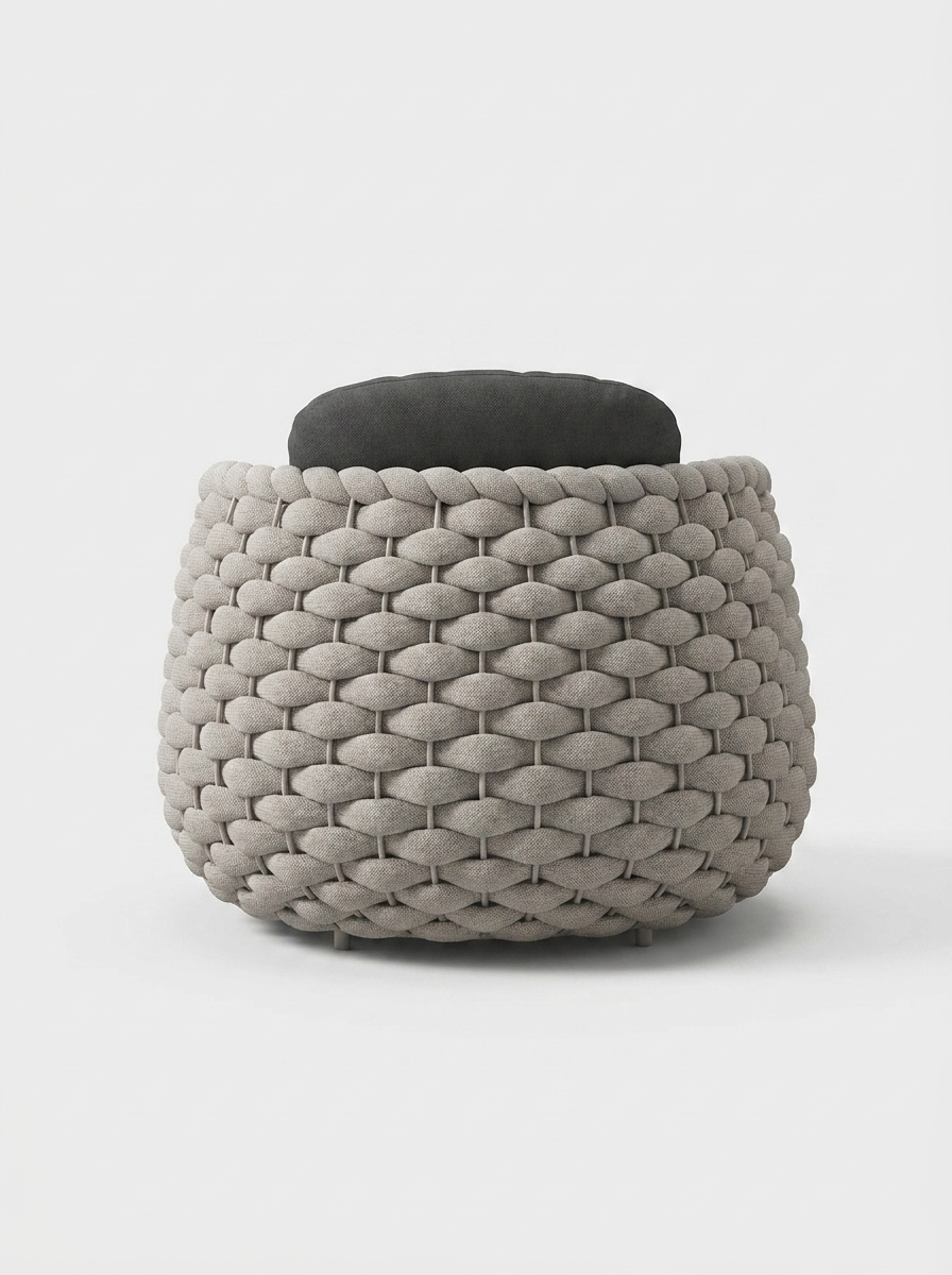 Kova Cocoon Armchair, woven cord seating detail