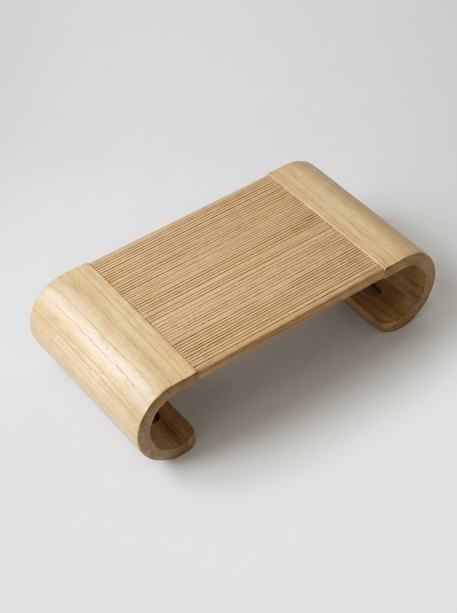 Krok wooden serving tray in solid paulownia wood with curved handles