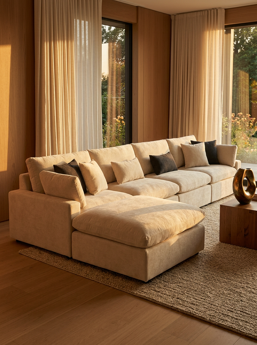 Lugn sectional sofa in a modular sectional configuration