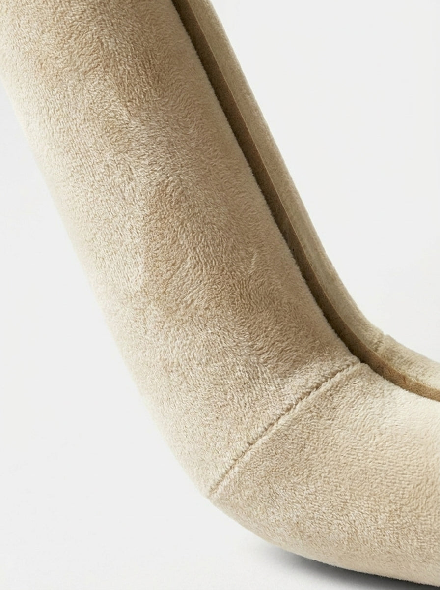 Luna Wall Mirror, close-up of Cream Canvas velour upholstered frame