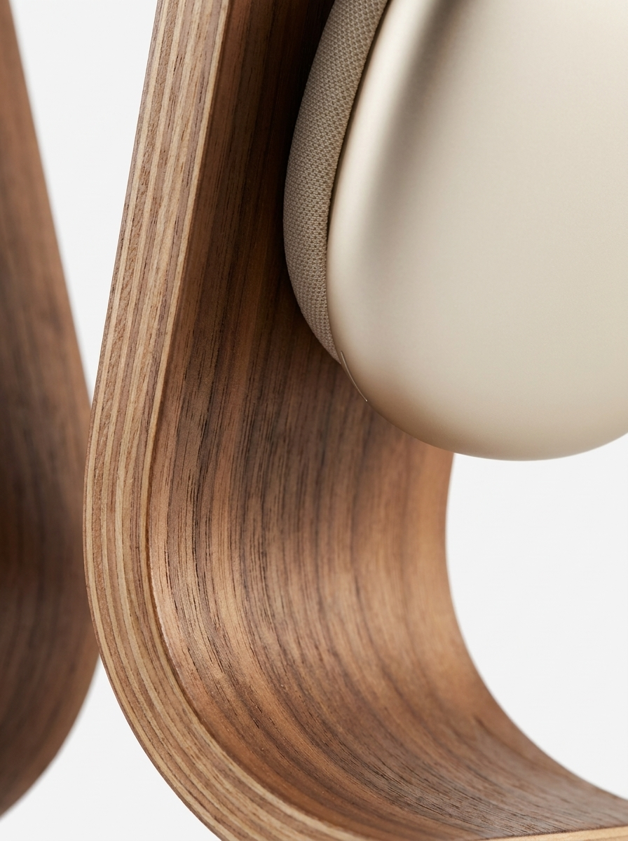 Lydstod Headphone Stand, solid wood headphone stand, close-up of natural wood grain