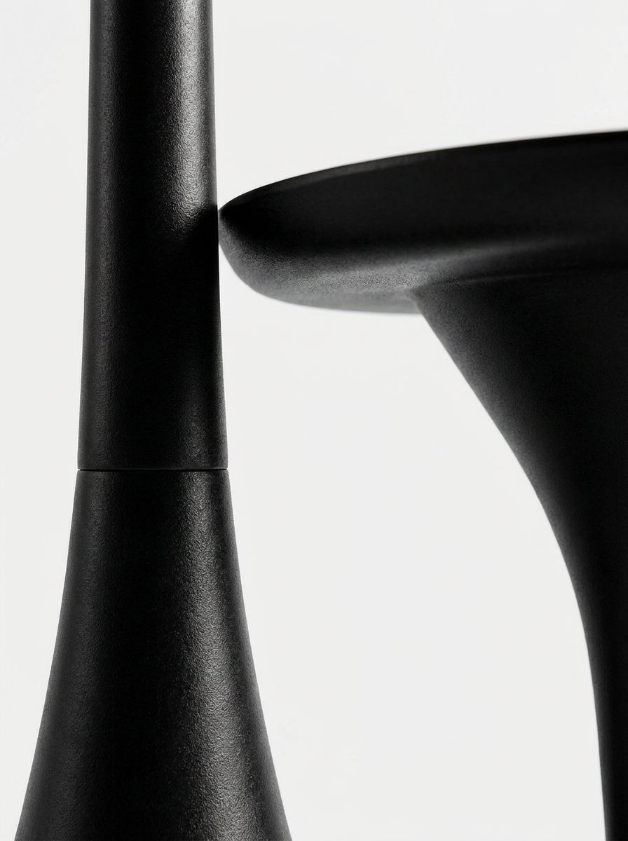 Lyft Floor Lamp, integrated side table detail on steel floor lamp