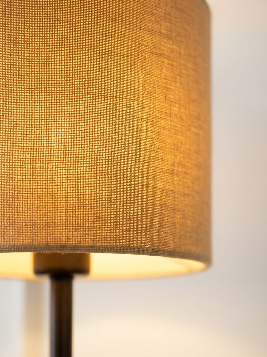 Lyft Floor Lamp, floor lamp with steel frame and linen shade, side view