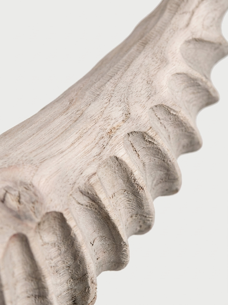 Lysa wooden sculpture styled on a console, solid peach wood