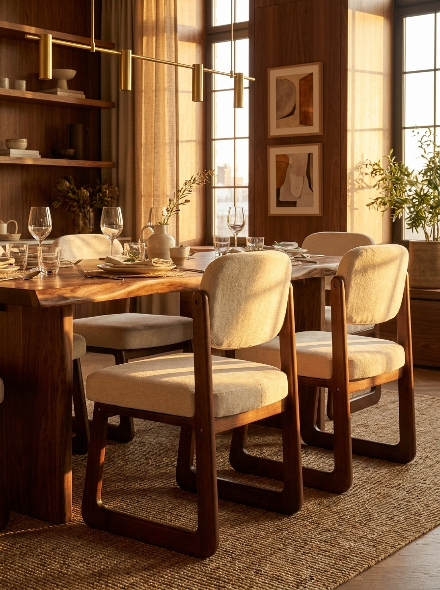 Matsal dining chair, detail view of linen-blend fabric