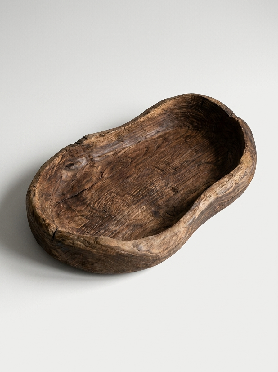 Mjol wooden tray in solid chestnut wood with carved hollow silhouette