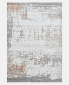 Abstract patterned rug with a mix of colors on a white background