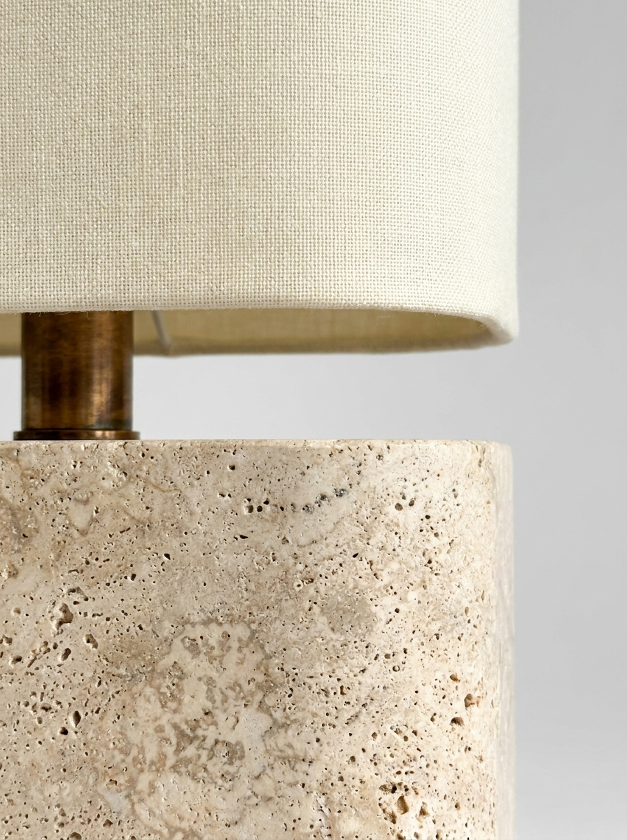Naturben table lamp, close-up detail of travertine base