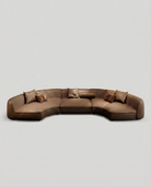 Brown sectional sofa on a light gray background