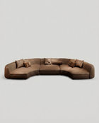 Brown sectional sofa on a light gray background