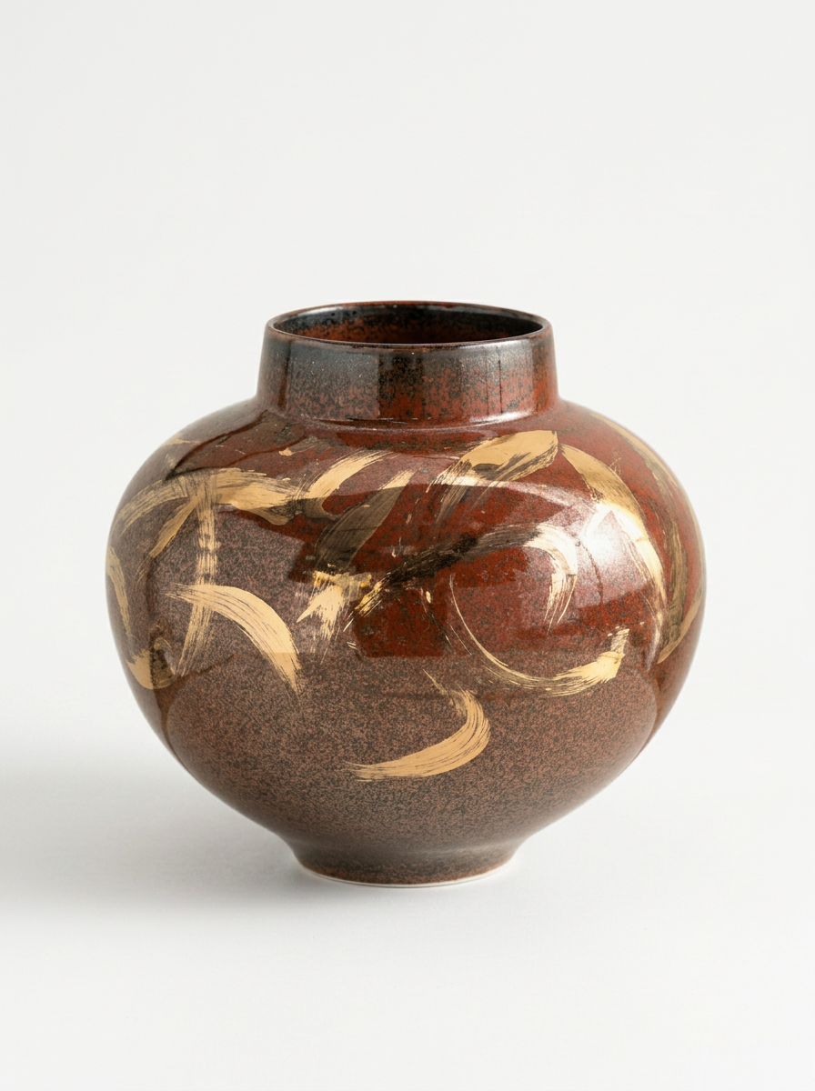 Orvin ceramic vase with asymmetrical silhouette and gloss and matte glaze