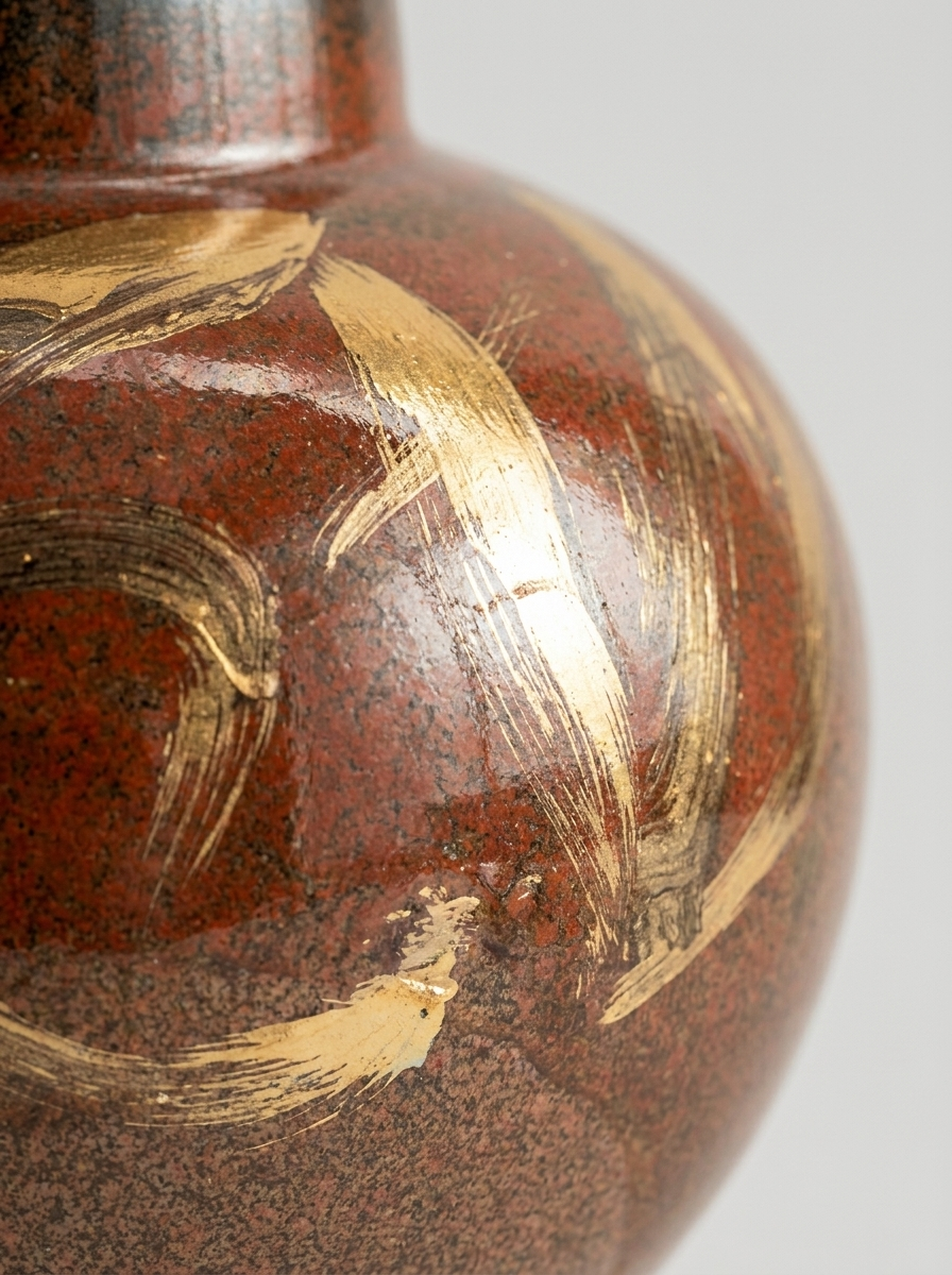Orvin ceramic vase, detail view of hand-painted glaze